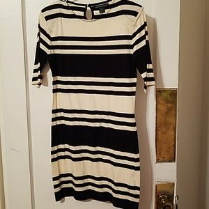 French Connection Jag Stripe Dress - Ivory/Black